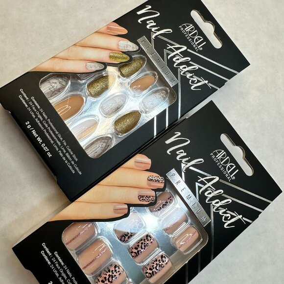 Ardell Nail Addict Premium Press-On Nails - Leopard & Gold Marble Designs - Picture 8 of 8